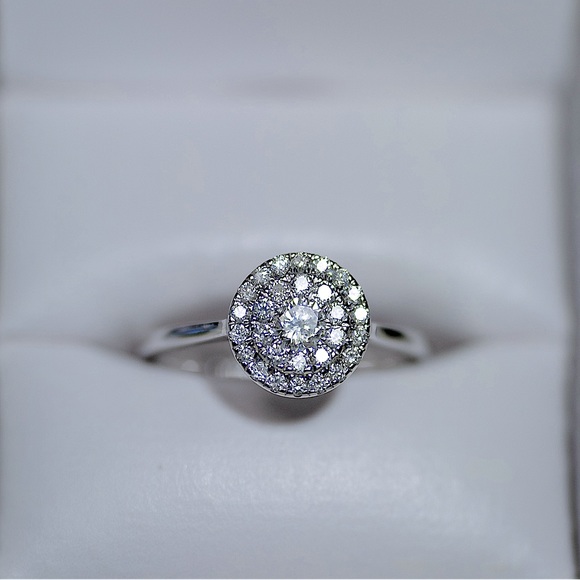 0.50 Cttw Natural Diamond Double Halo Engagement Wedding Ring 10K White Gold CI - Picture 4 of 12